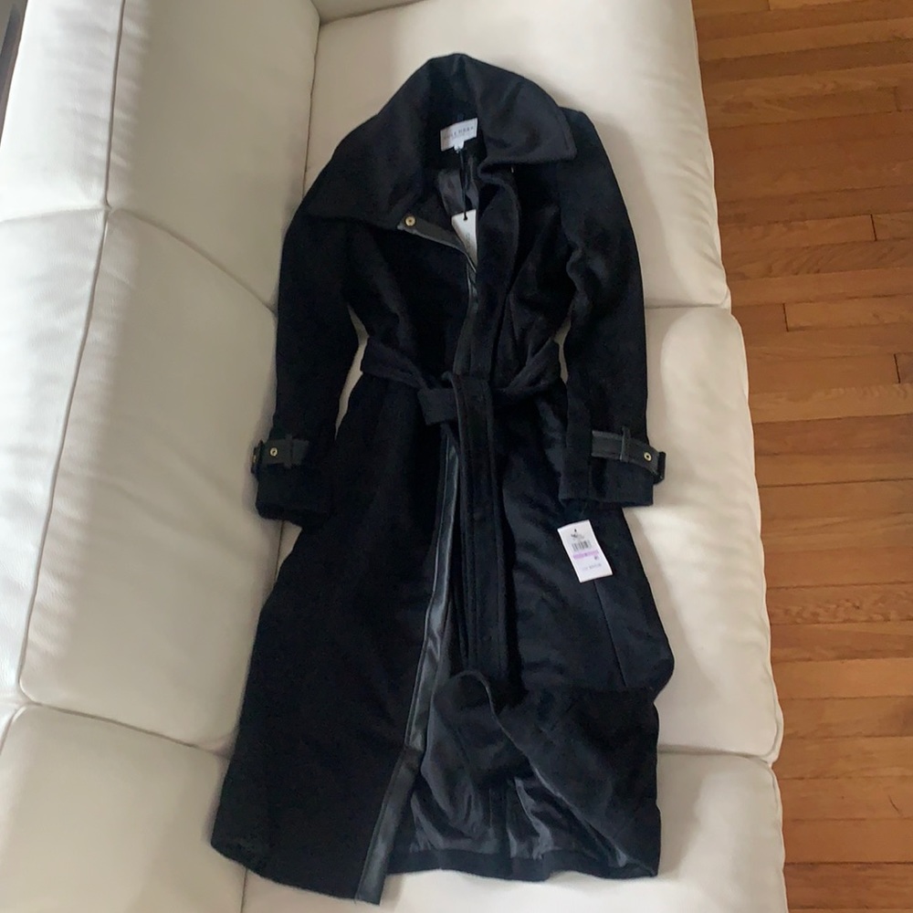 Cole Haan Black Wool Trench Coat